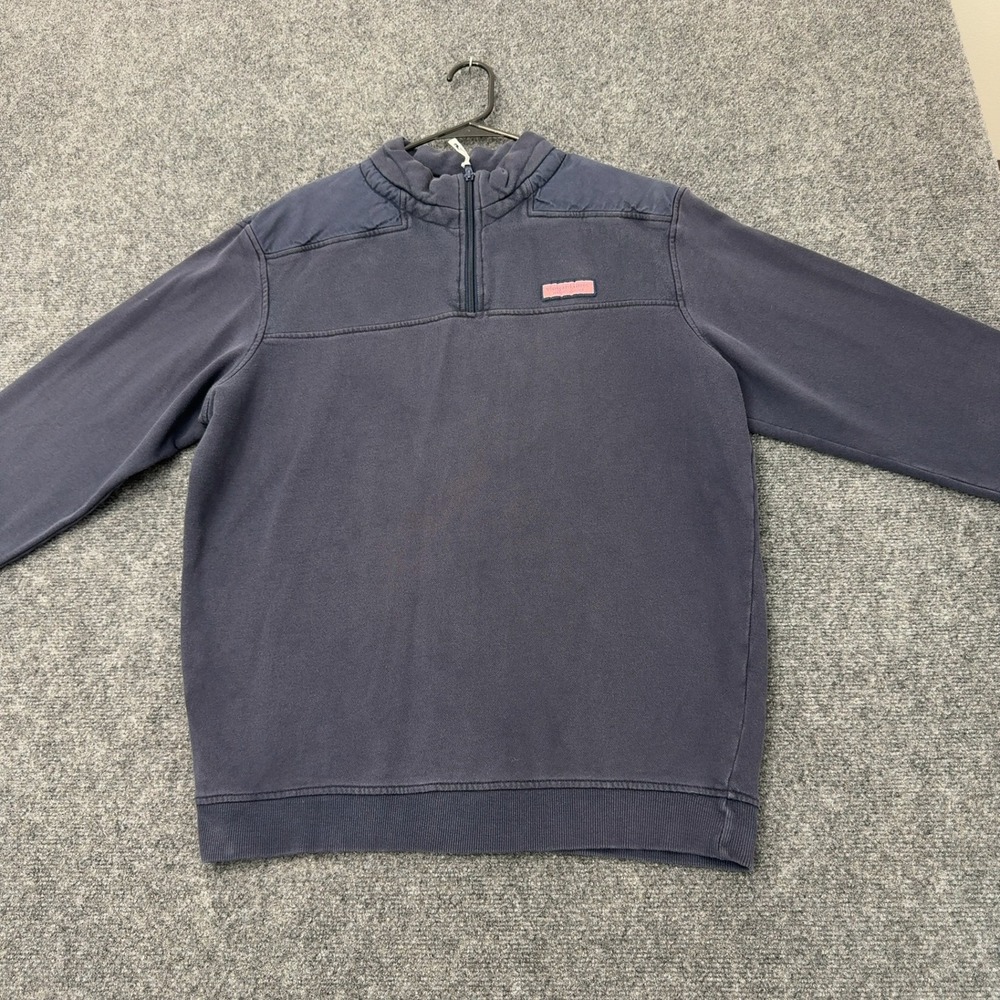 Vineyard Vines Quarter Zip Pullover Mens M Blue Cotton Mock Neck Preppy Casual